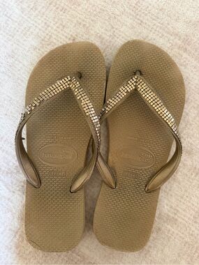 Havaianas Women's Metallic Bronze Beaded Flip Flops